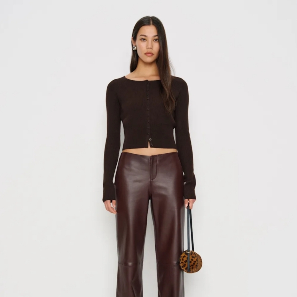 Reformation Meadow Regenerative Merino Cardigan Brown - Size L NWT